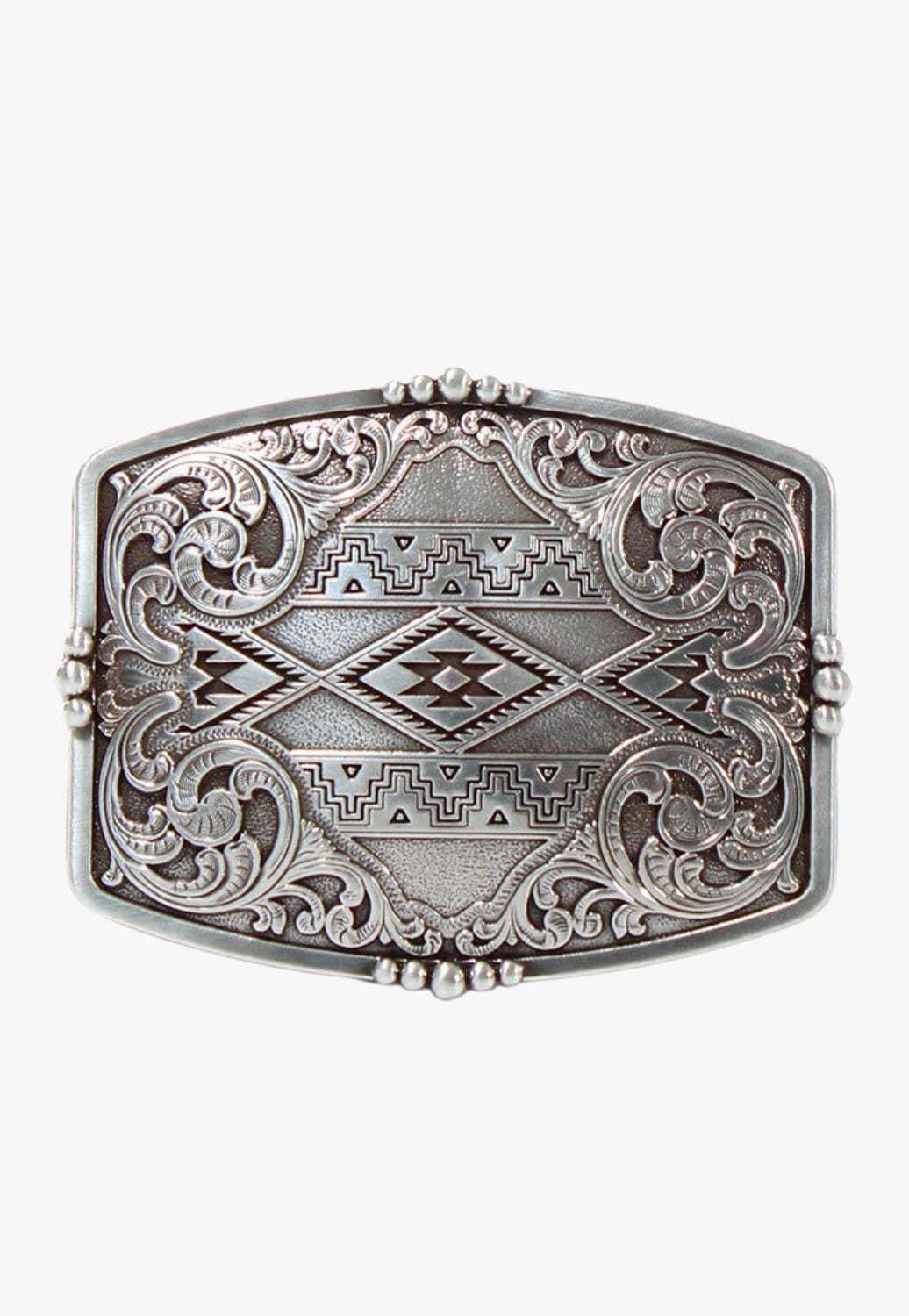 Nocona ACCESSORIES-General Silver Nocona Adults Floral Aztec Belt Buckle
