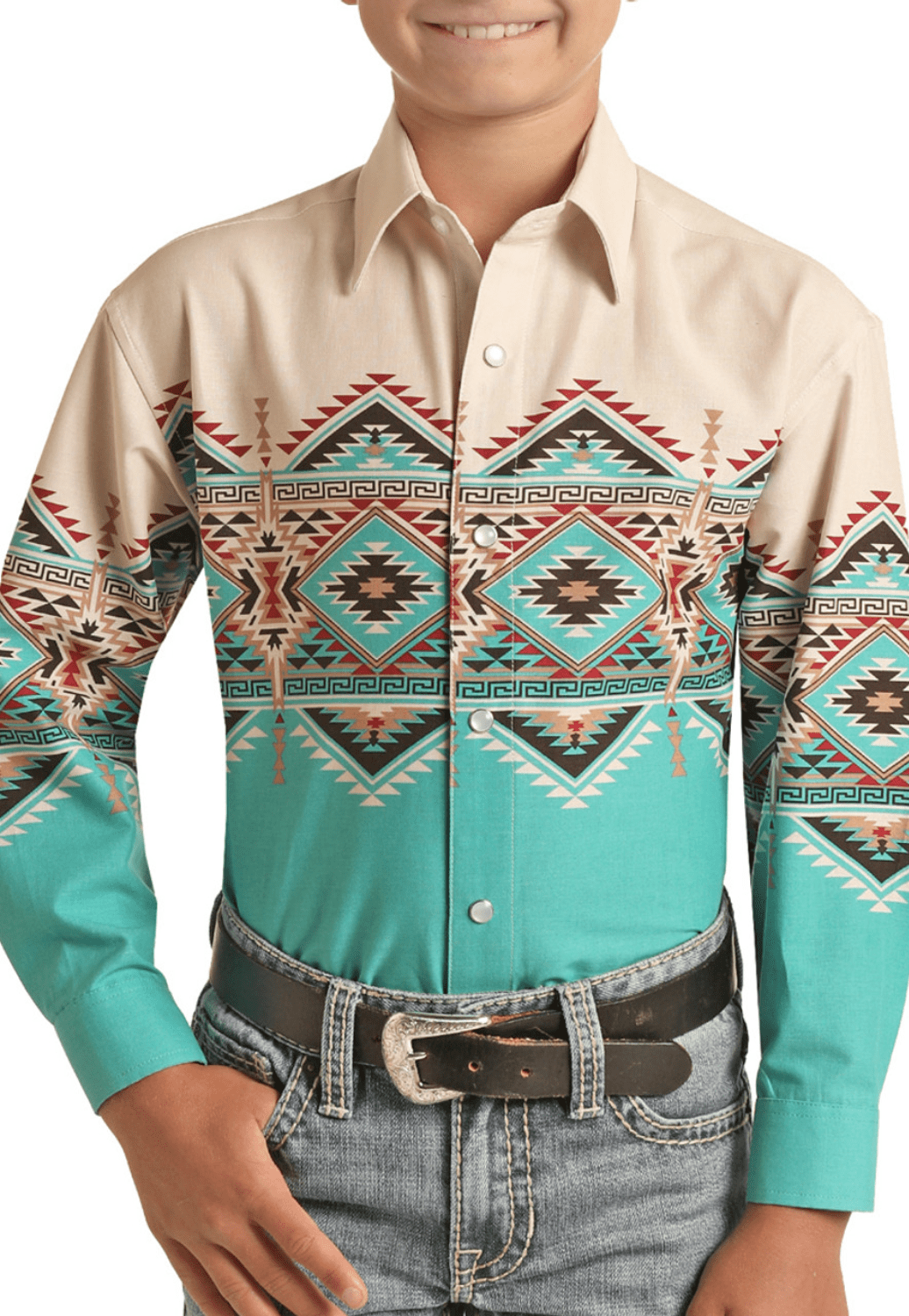 Panhandle CLOTHING-Boys Long Sleeve Shirts Panhandle Boys Aztec Snap Long Sleeve Shirt
