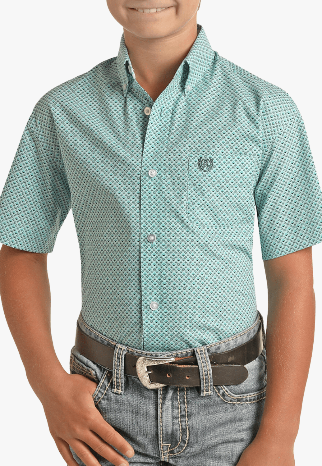 Panhandle CLOTHING-Boys Short Sleeve Shirts Panhandle Boys Ditsy Button Down Short Sleeve Shirt