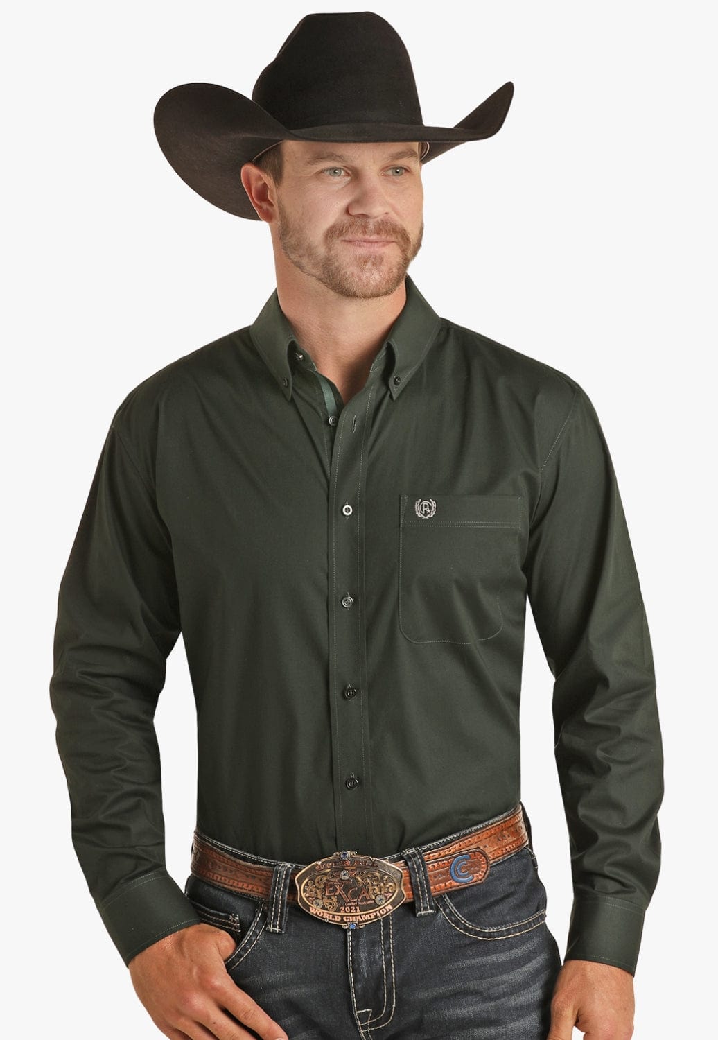Panhandle CLOTHING-Mens Long Sleeve Shirts Panhandle Mens Solid Stretch Poplin Long Sleeve Shirt