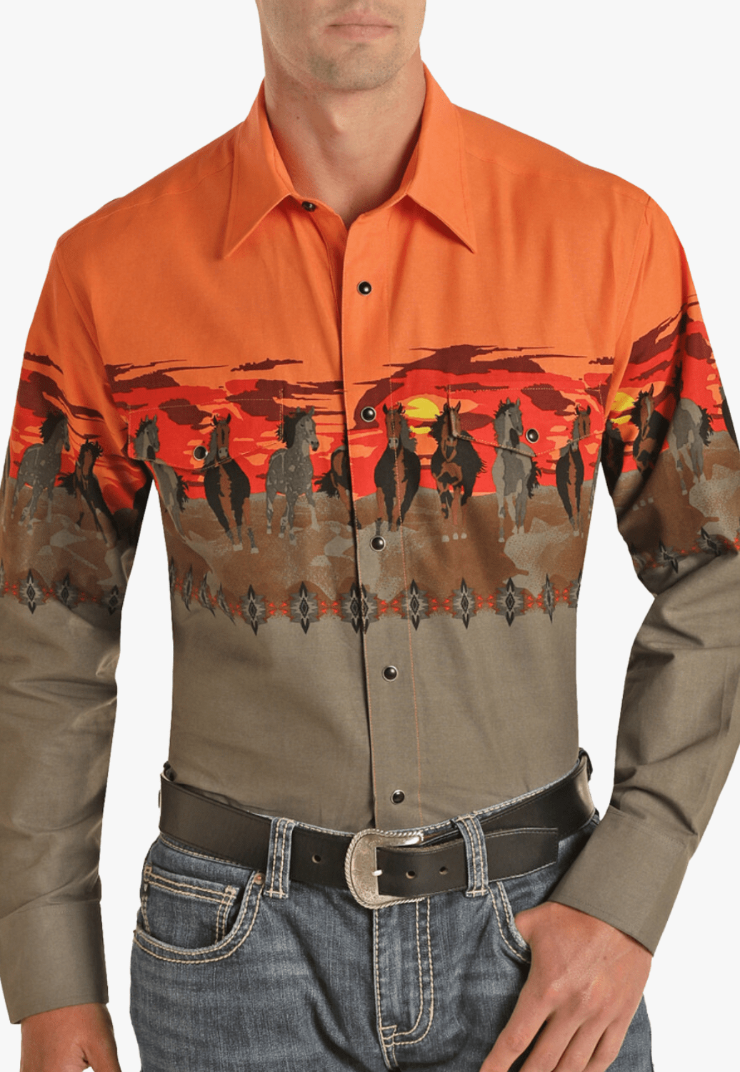 Panhandle CLOTHING-Mens Long Sleeve Shirts Panhandle Mens Sunset Snap Long Sleeve Shirt