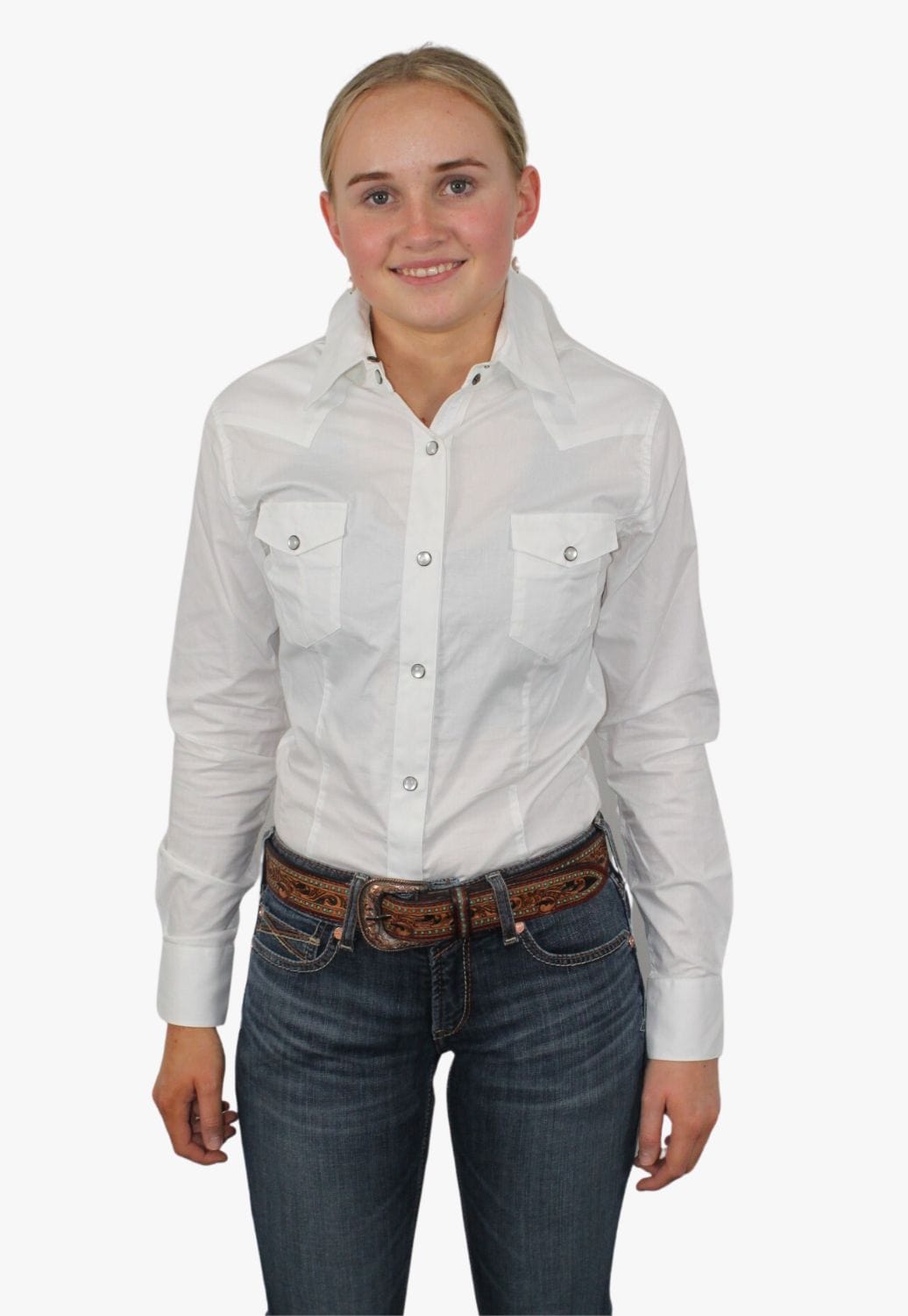 Panhandle CLOTHING-Womens Long Sleeve Shirts Panhandle Womens Solid Stretch Poplin Long Sleeve Shirt