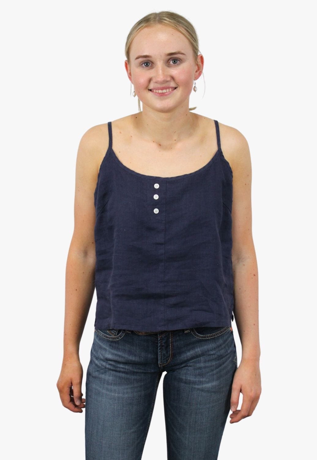 Pilbara CLOTHING-Womens Singlets Tank Tops Pilbara Womens Linen Camisole Top