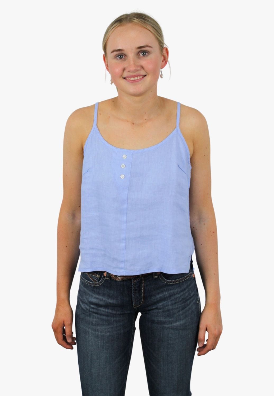 Pilbara CLOTHING-Womens Singlets Tank Tops Pilbara Womens Linen Camisole Top
