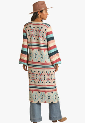 Powder River CLOTHING-Womens Jackets Powder River Womens Jaquard Aztec Cardigan