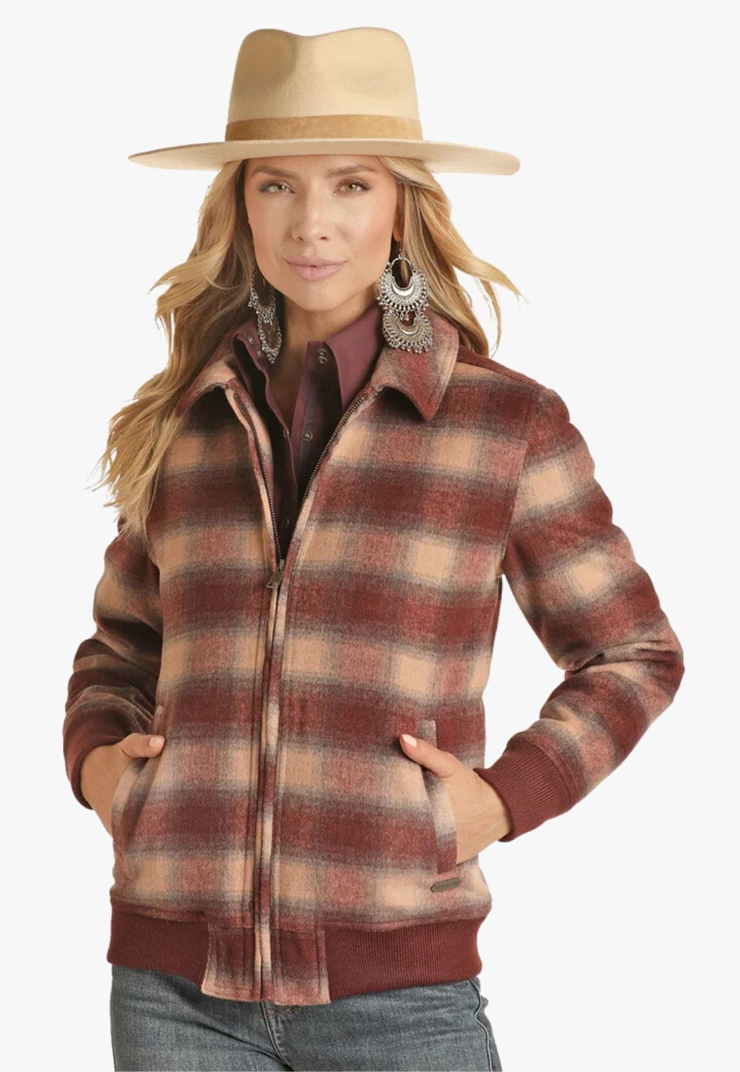 Powder River CLOTHING-Womens Jackets Powder River Womens Plaid Wool Jacket