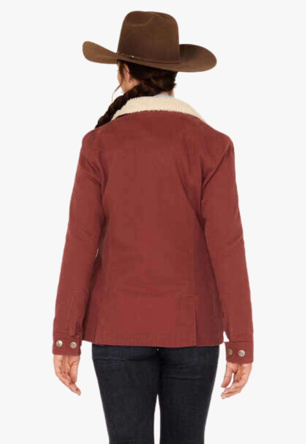 Powder River CLOTHING-Womens Jackets Powder River Womens Sherpa Lined Collar Military Jacket