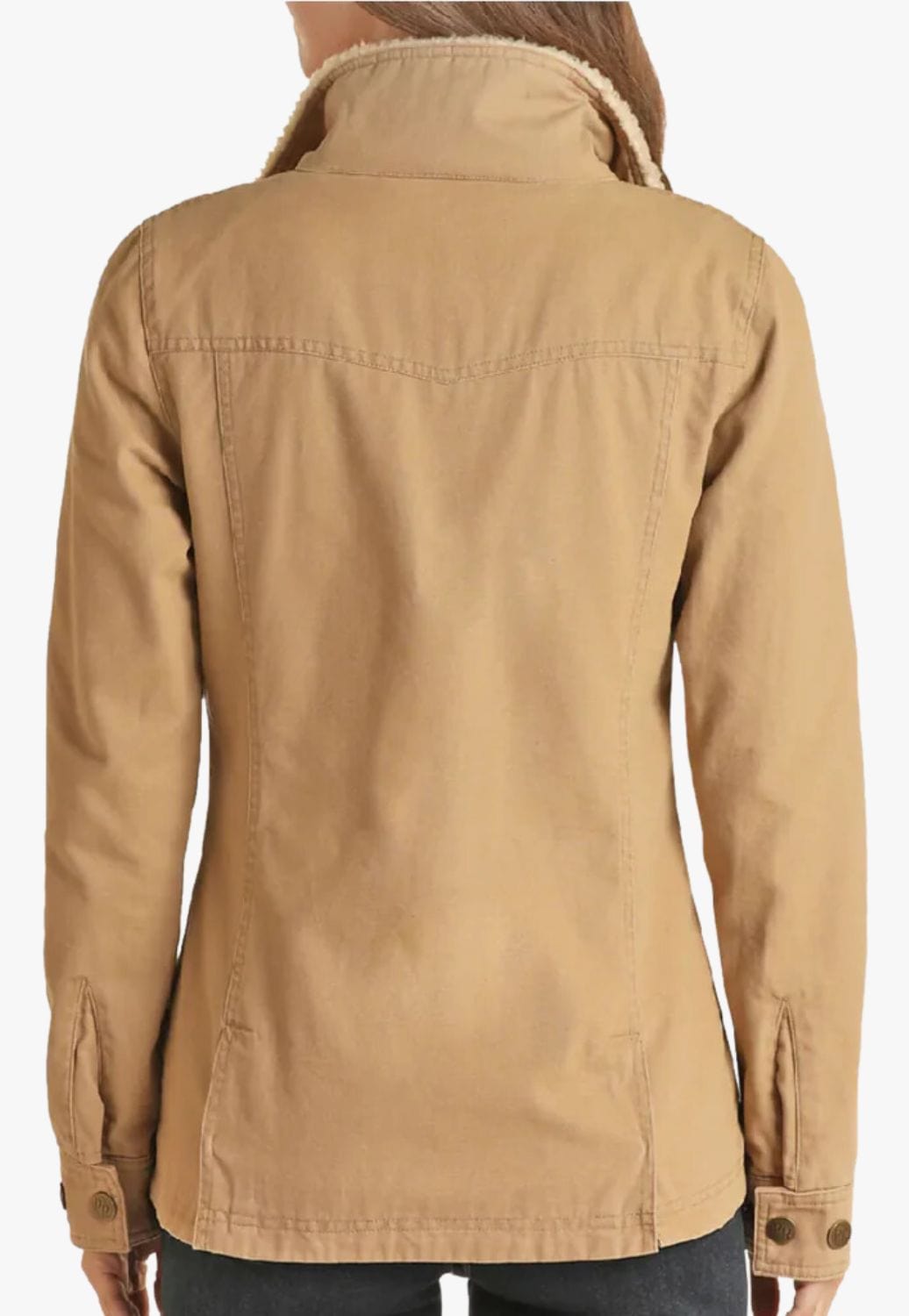 Powder River CLOTHING-Womens Jackets Powder River Womens Sherpa Lined Collar Military Jacket