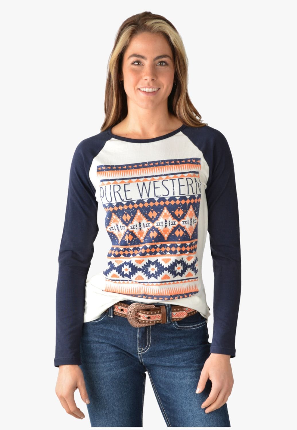 Pure Western CLOTHING-Womens Long Sleeve Shirts Pure Western Womens Jolene Long Sleeve T-Shirt