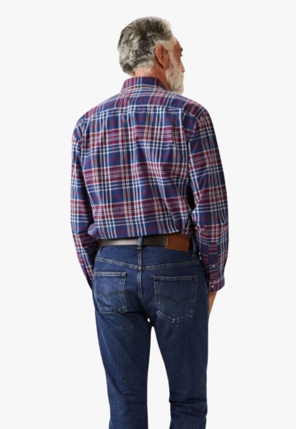 R.M. Williams CLOTHING-Mens Long Sleeve Shirts R.M. Williams Mens Collins Long Sleeve Shirt