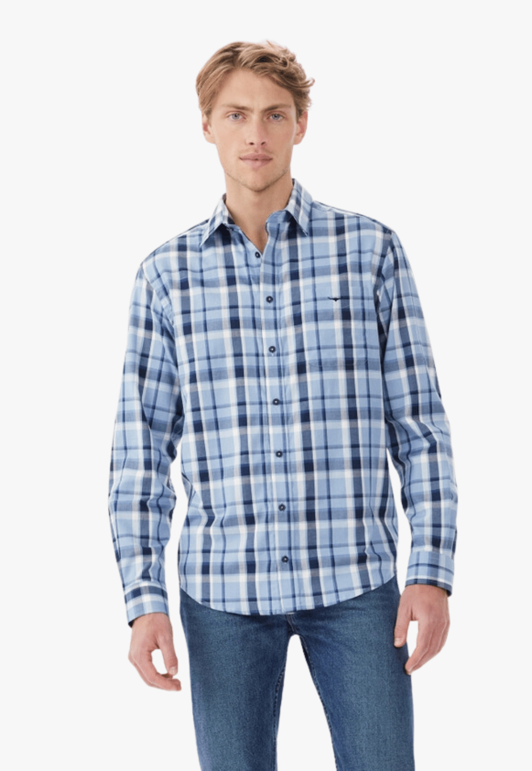 R.M. Williams CLOTHING-Mens Long Sleeve Shirts R.M. Williams Mens Collins Long Sleeve Shirt