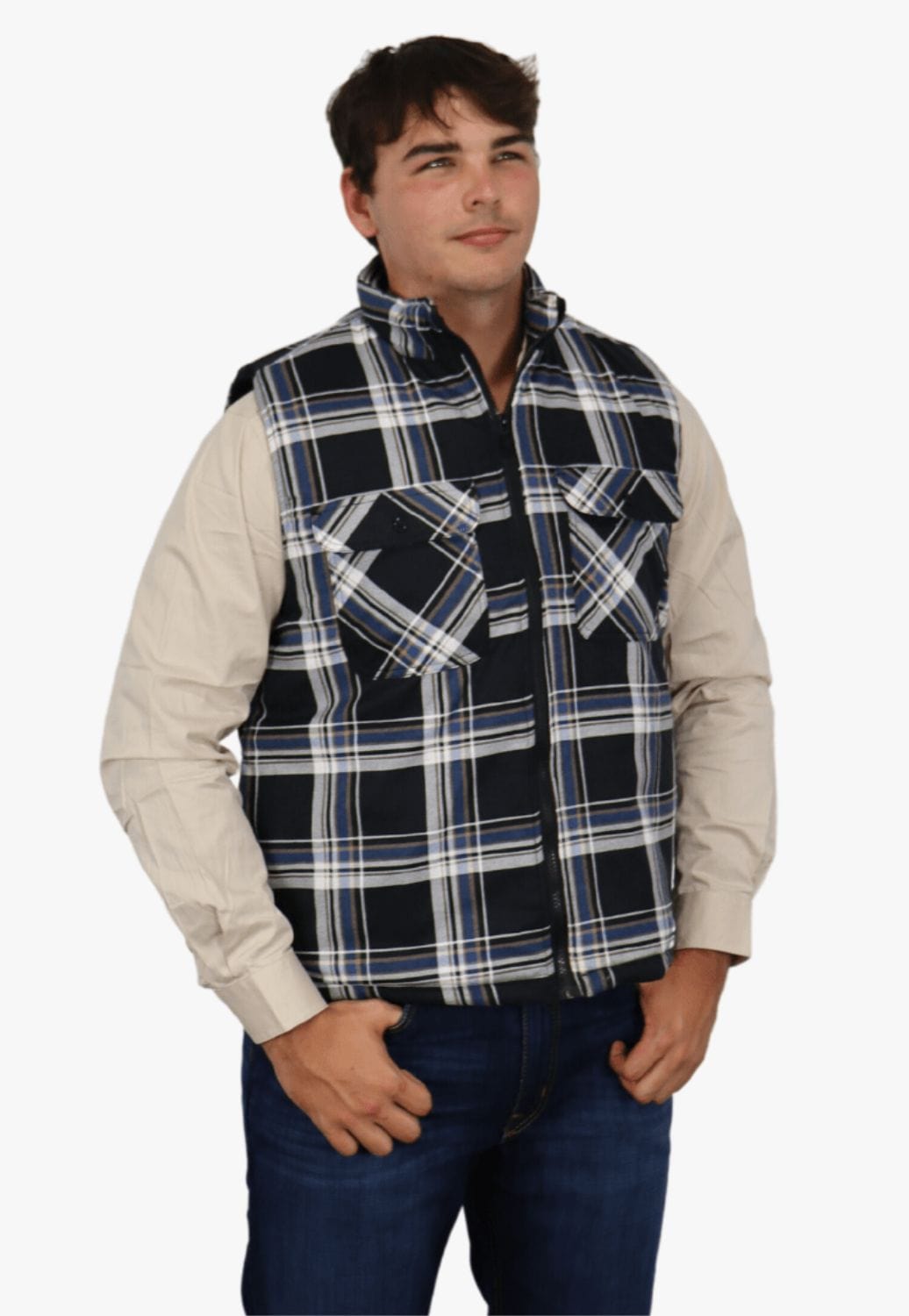 Ritemate CLOTHING - Mens Vests Ritemate Quilted Flannelette Vest