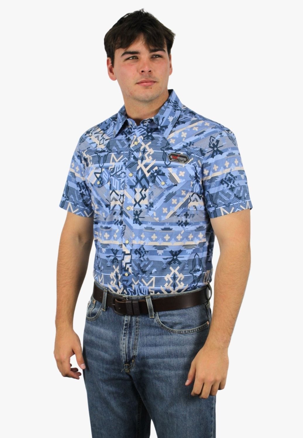 Rock and Roll CLOTHING-Mens Short Sleeve Shirts Rock and Roll Mens Aztec Print Snap Short Sleeve Shirt