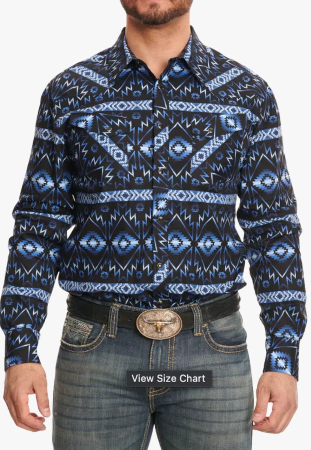 Rock and Roll CLOTHING-Mens Long Sleeve Shirts Rock and Roll Mens Aztec Snap Long Sleeve Shirt