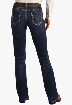 Rock and Roll CLOTHING-Womens Jeans Rock and Roll Womens Mid Rise Bootcut Jean