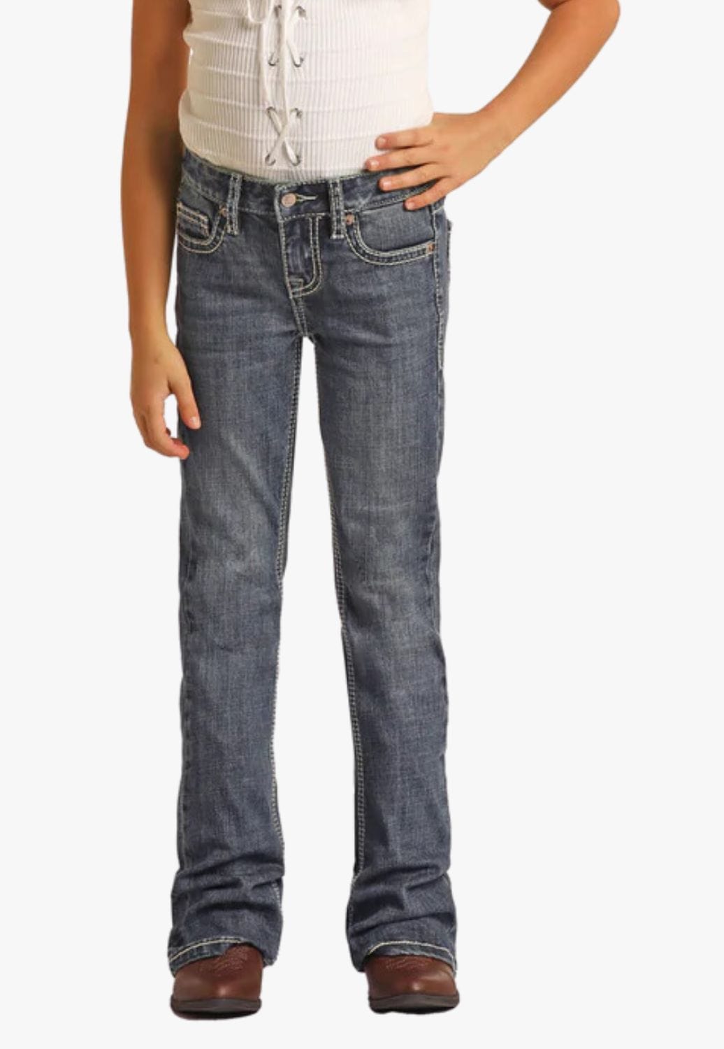 Rock and Roll CLOTHING-Girls Jeans Rock & Roll Girls Embroidered Boot Cut Jean