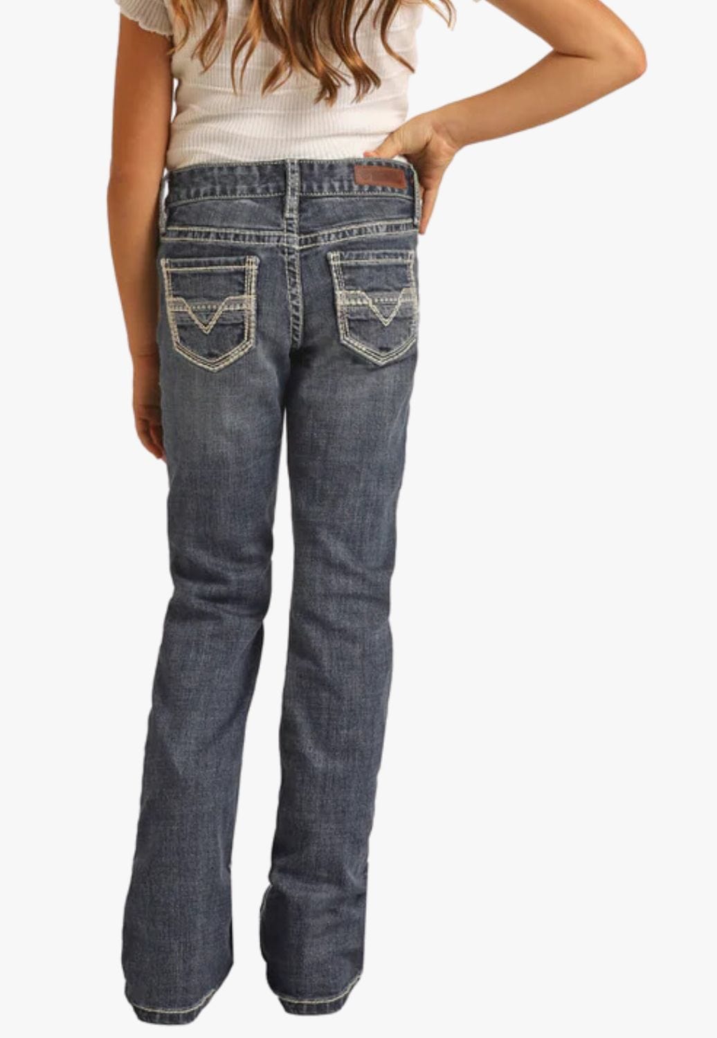 Rock and Roll CLOTHING-Girls Jeans Rock & Roll Girls Embroidered Boot Cut Jean