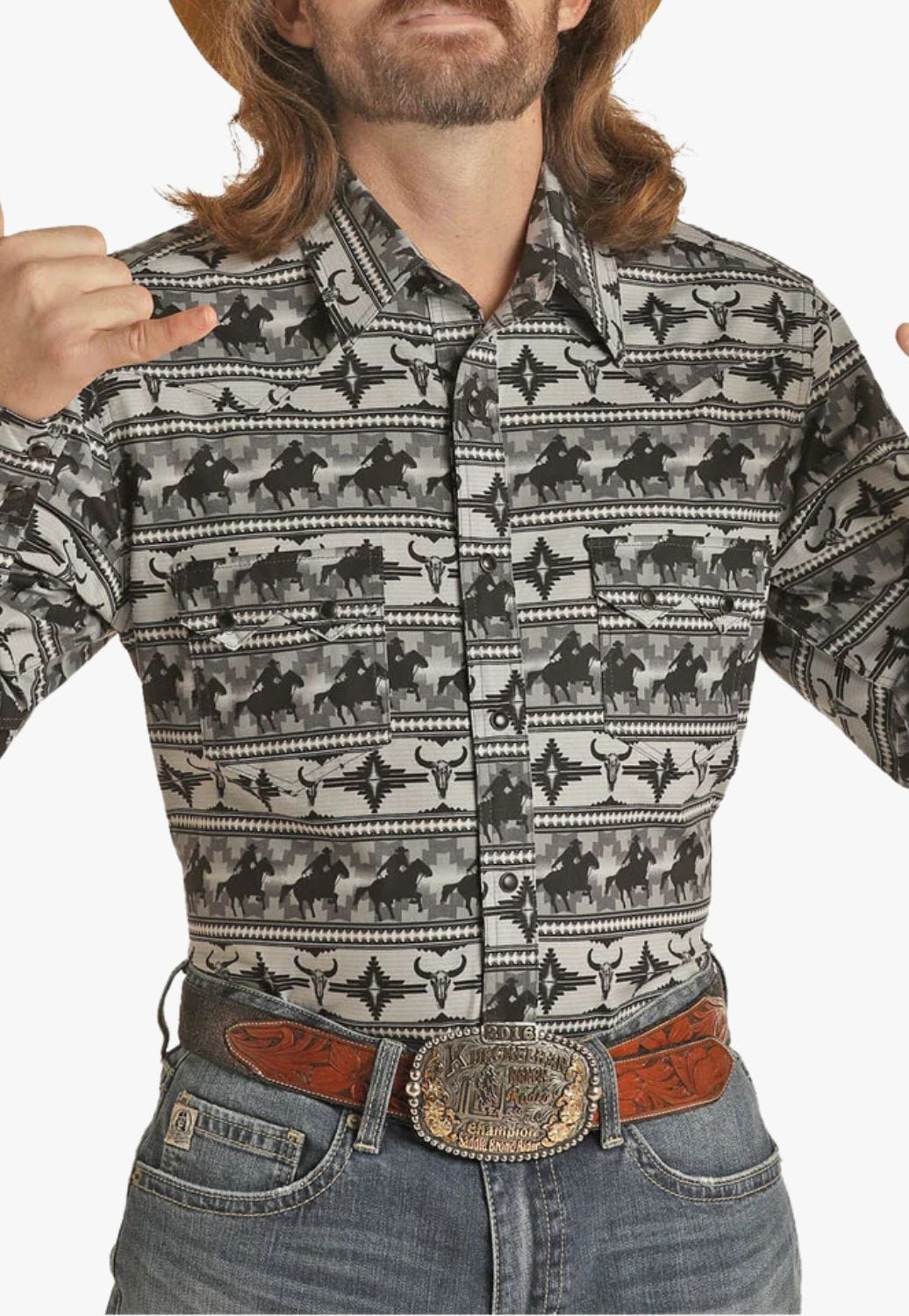 Rock and Roll CLOTHING-Mens Long Sleeve Shirts Rock & Roll Mens Dale Brisby Poplin Long Sleeve Shirt