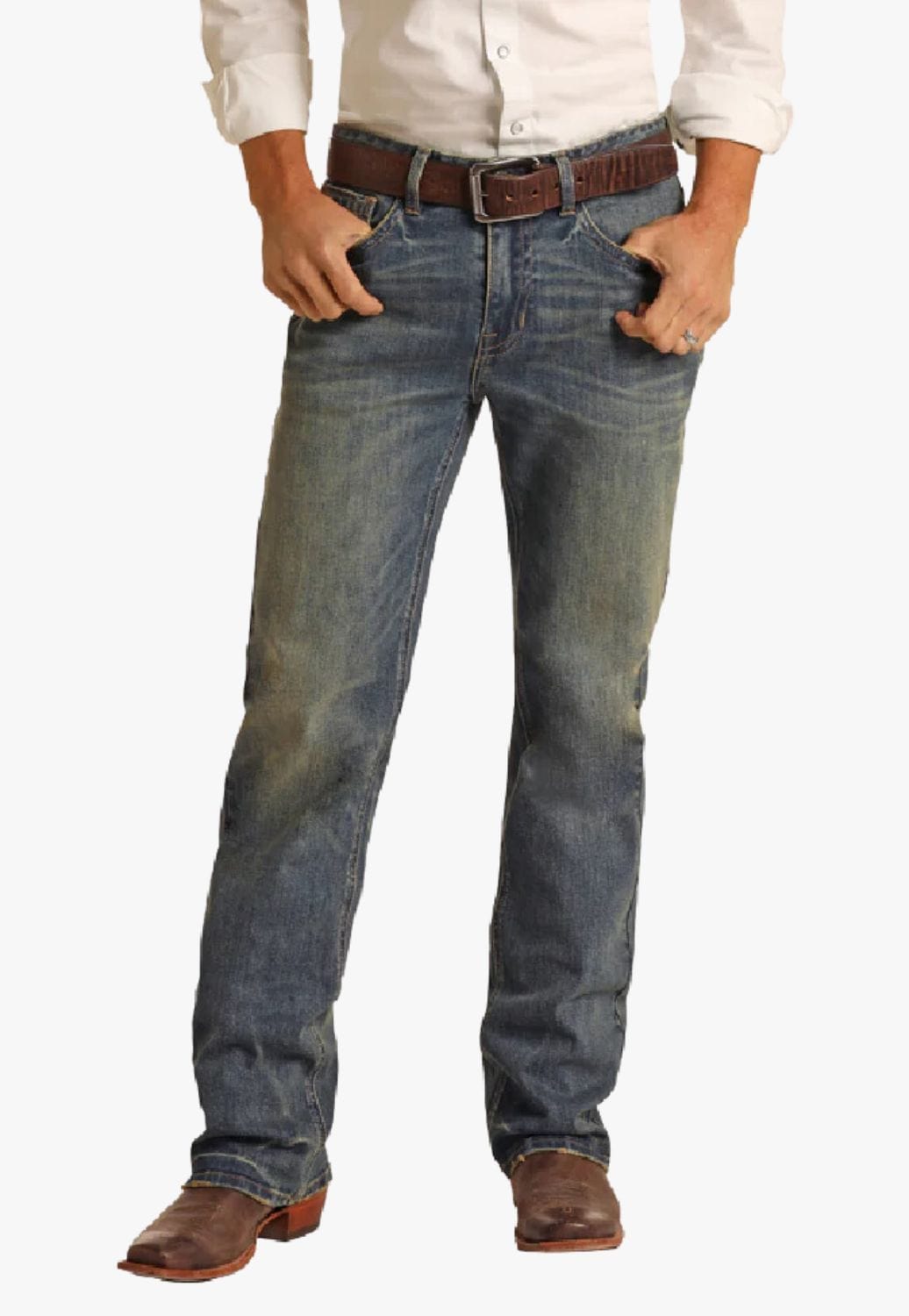 Rock and Roll CLOTHING-Mens Jeans Rock & Roll Mens Double Barrel Straight Leg Jean