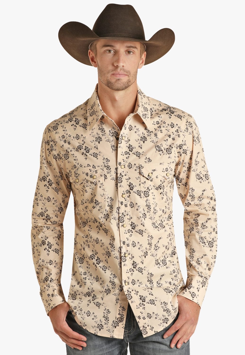 Rock and Roll CLOTHING-Mens Long Sleeve Shirts Rock & Roll Mens Floral Poplin Long Sleeve Shirt