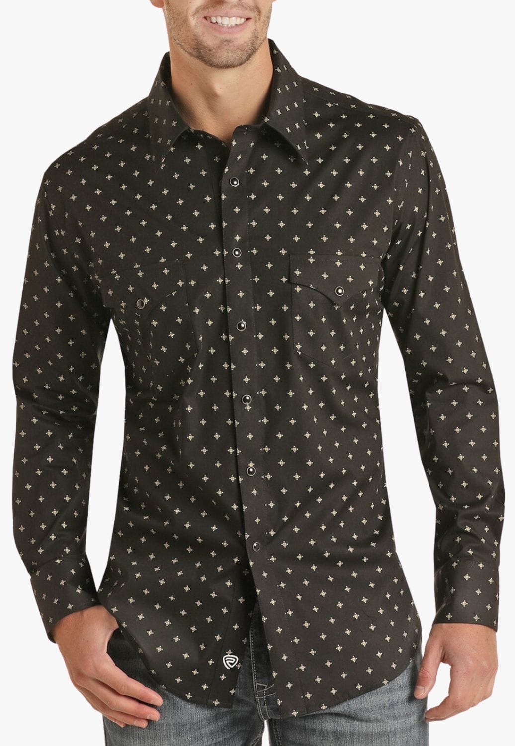 Rock and Roll CLOTHING-Mens Long Sleeve Shirts Rock & Roll Mens Printed Poplin Long Sleeve Shirt