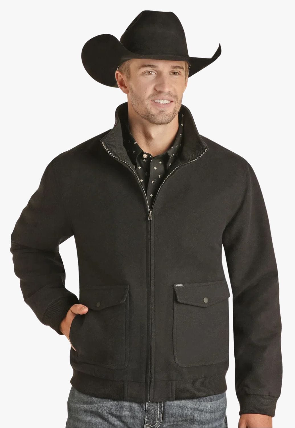 Rock and Roll CLOTHING-Mens Jackets Rock & Roll Mens Solid Cotton Bomber Jacket