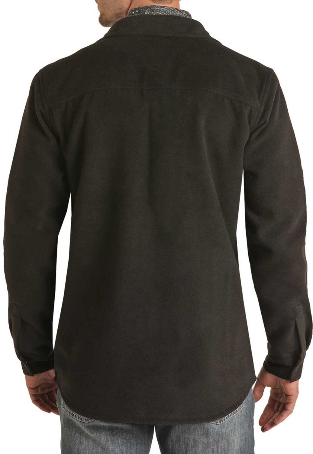 Rock and Roll CLOTHING-Mens Jackets Rock & Roll Mens Solid Cotton Snap Shirt Jacket