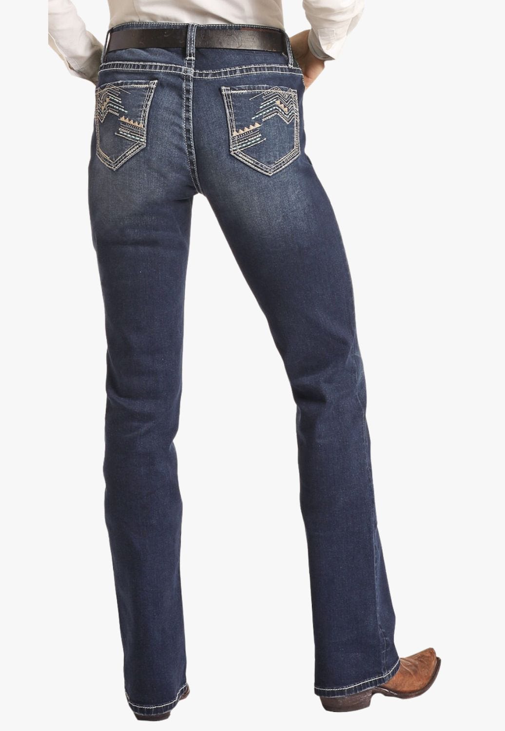 Rock and Roll CLOTHING-Womens Jeans Rock & Roll Womens Mid Rise Extra Stretch Riding Jean