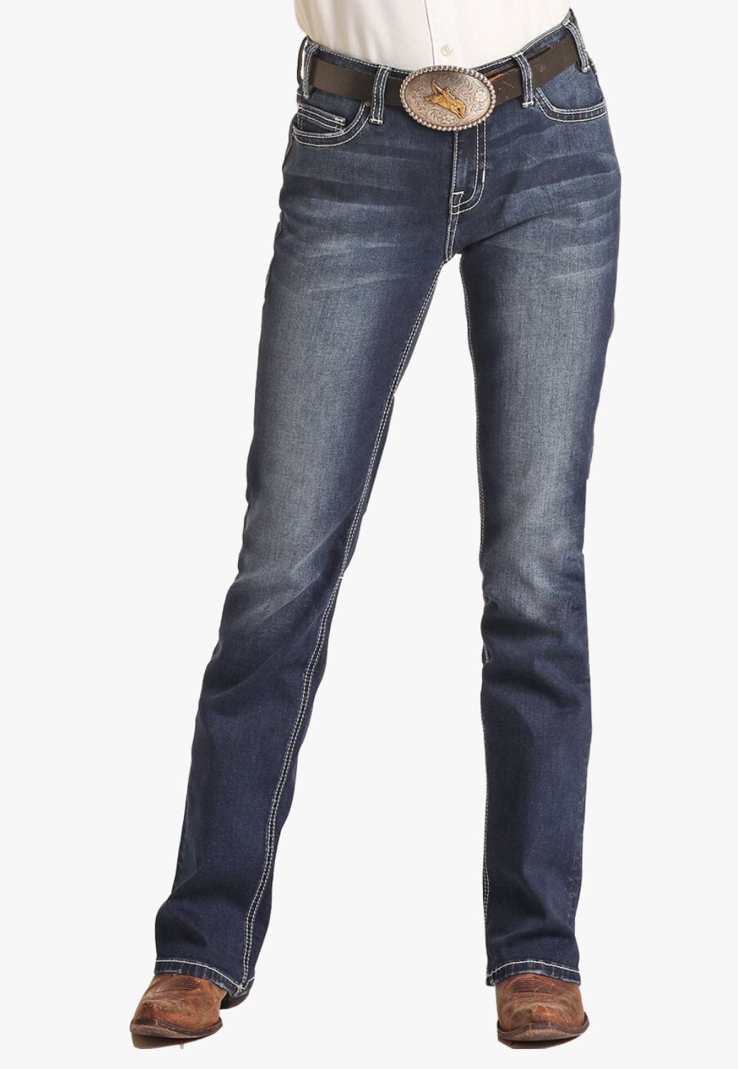 Rock and Roll CLOTHING-Womens Jeans Rock & Roll Womens Mid Rise Extra Stretch Riding Jean