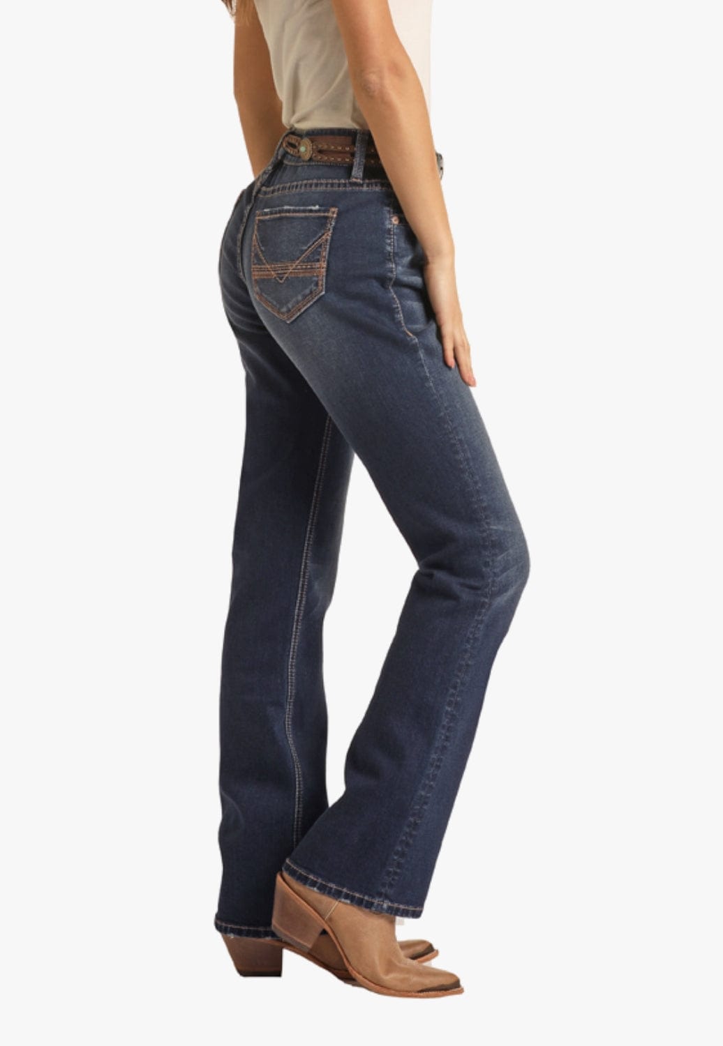 Rock and Roll CLOTHING-Womens Jeans Rock & Roll Womens Relaxed Mid Rise Straight Jean