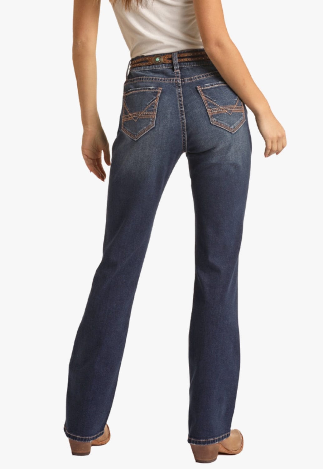 Rock and Roll CLOTHING-Womens Jeans Rock & Roll Womens Relaxed Mid Rise Straight Jean