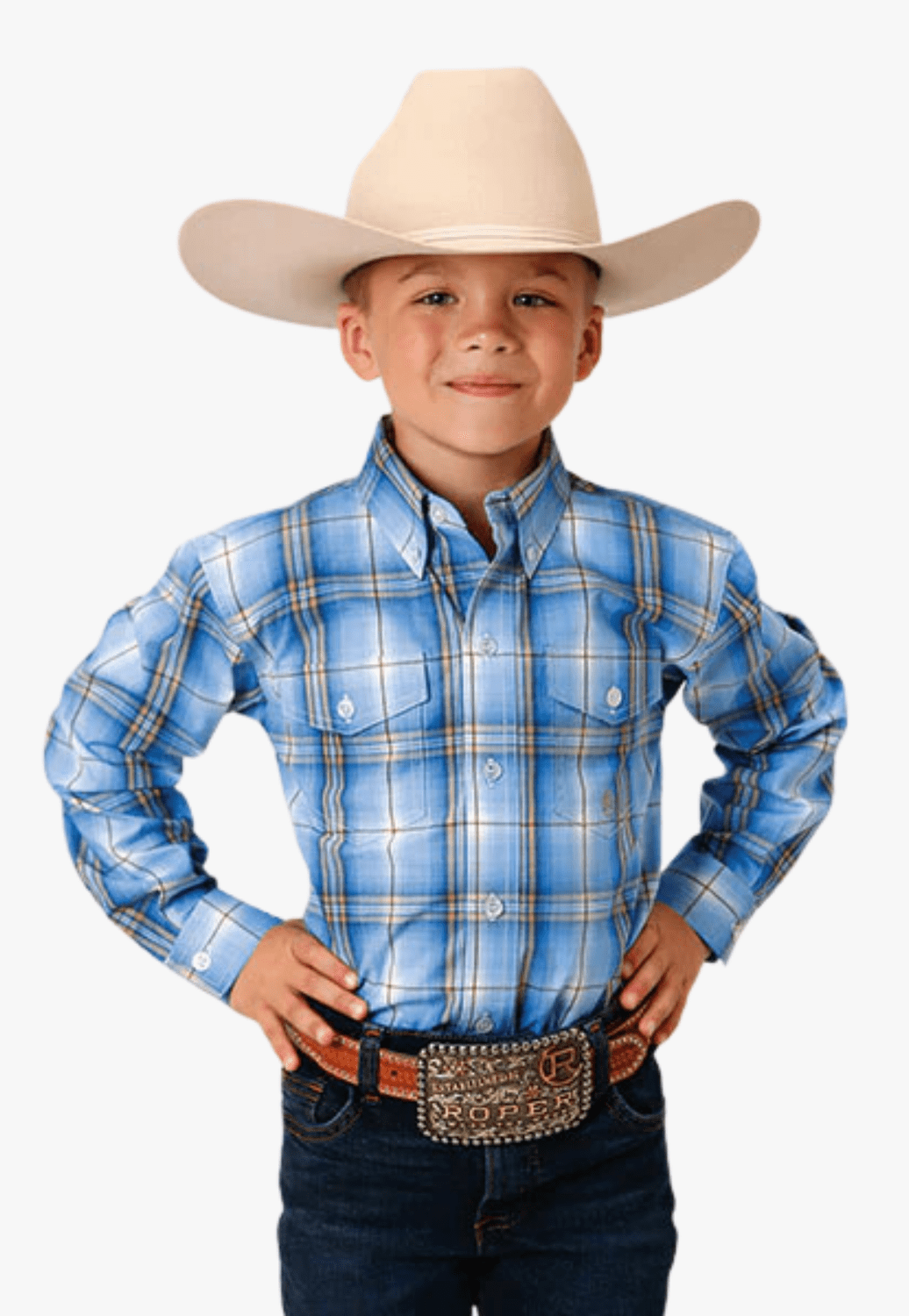 Roper CLOTHING-Boys Long Sleeve Shirts Roper Boys Amarillo Collection Long Sleeve Shirt