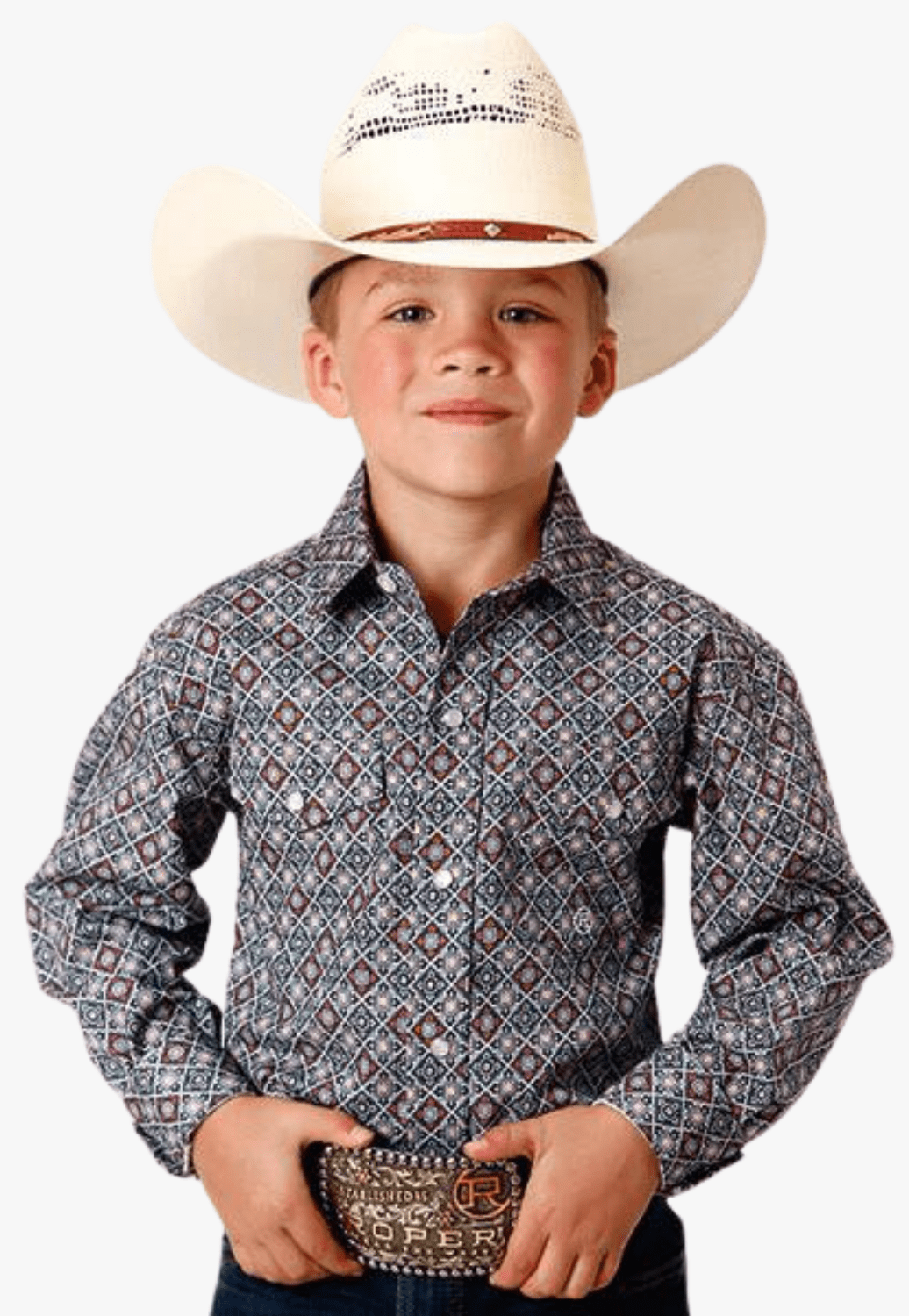 Roper CLOTHING-Boys Long Sleeve Shirts Roper Boys Amarillo Collection Long Sleeve Shirt