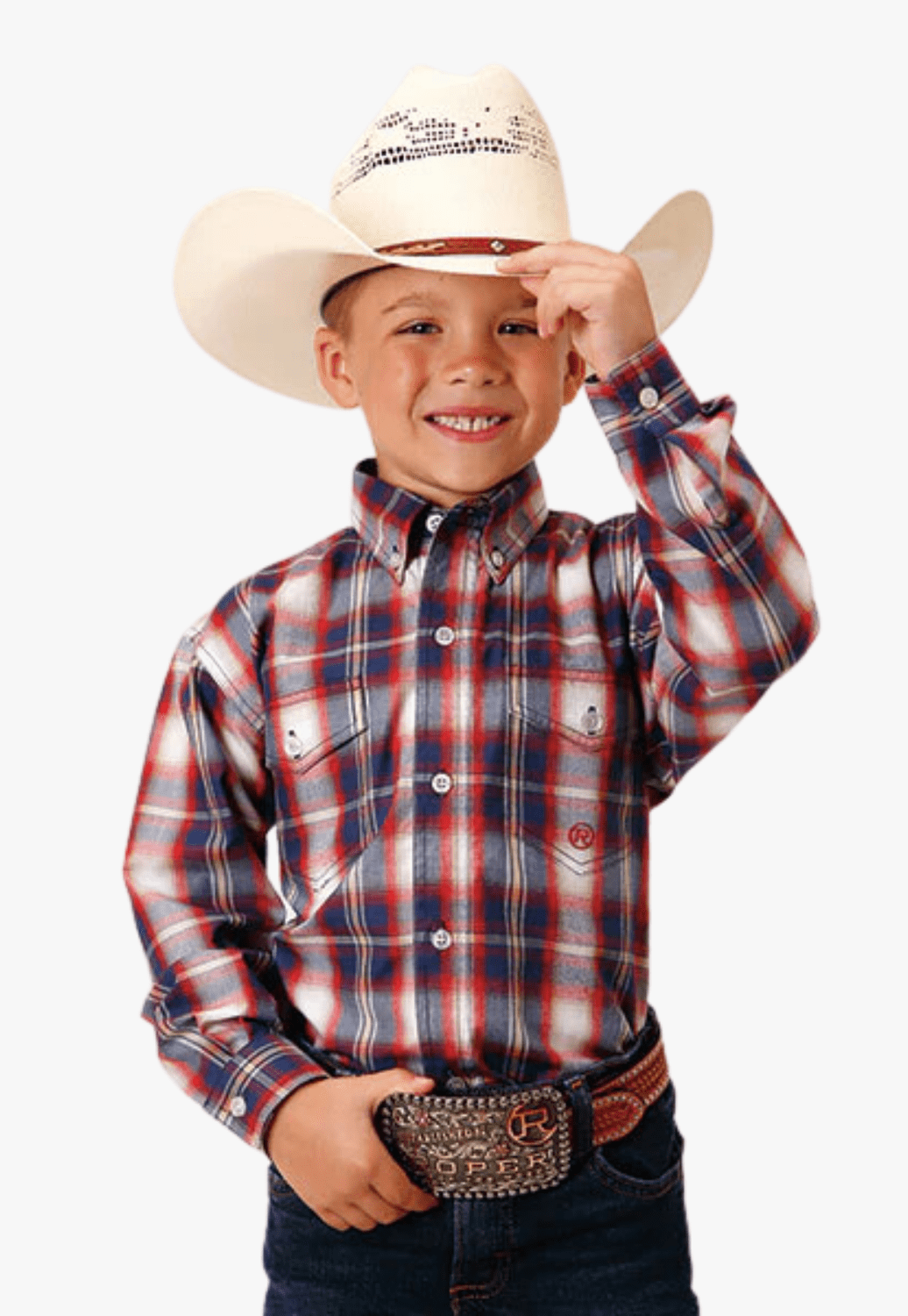 Roper CLOTHING-Boys Long Sleeve Shirts Roper Boys Amarillo Collection Long Sleeve Shirt