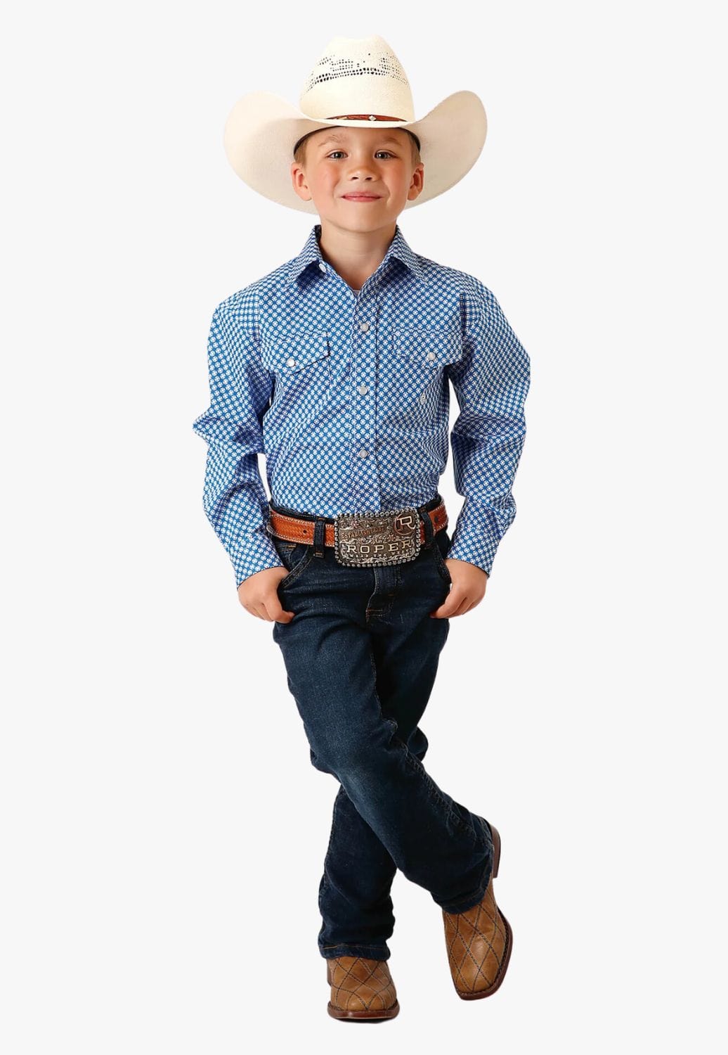 Roper CLOTHING-Boys Long Sleeve Shirts Roper Boys Amarillo Collection Long Sleeve Shirt