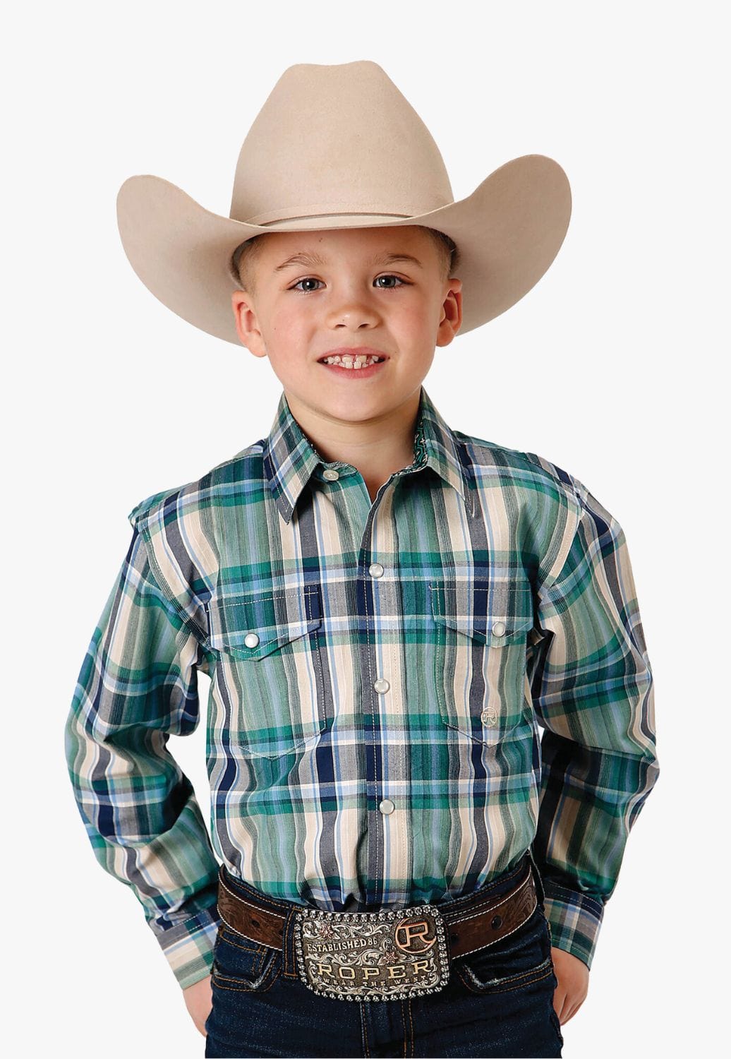 Roper CLOTHING-Boys Long Sleeve Shirts Roper Boys Amarillo Collection Long Sleeve Shirt