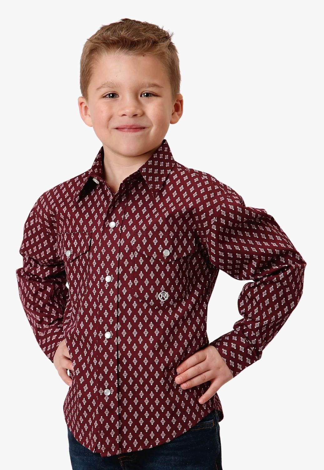 Roper CLOTHING-Boys Long Sleeve Shirts Roper Boys Amarillo Collection Long Sleeve Shirt