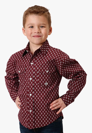 Roper CLOTHING-Boys Long Sleeve Shirts Roper Boys Amarillo Collection Long Sleeve Shirt