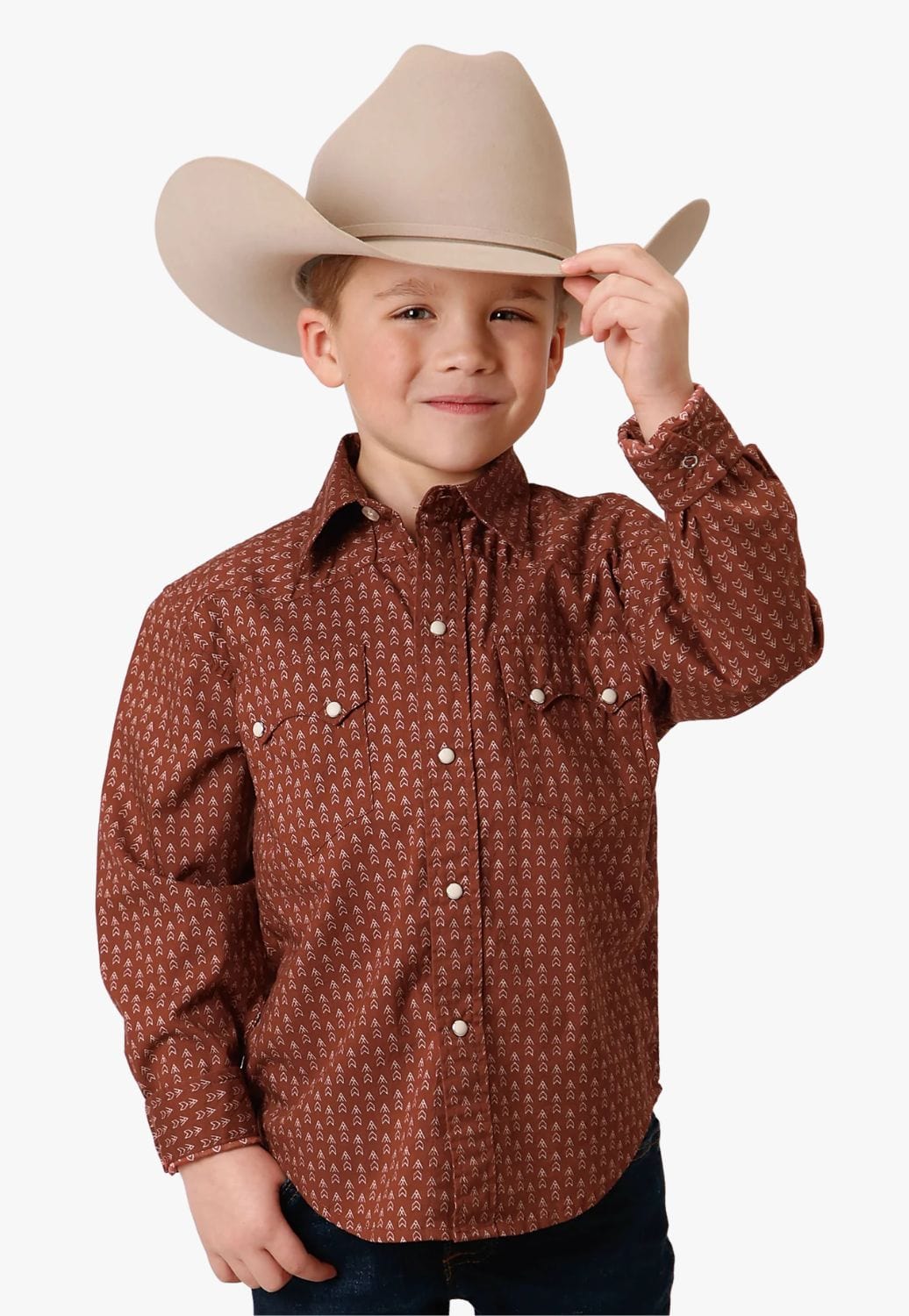 Roper CLOTHING-Boys Long Sleeve Shirts Roper Boys West Made Collection Long Sleeve Shirt