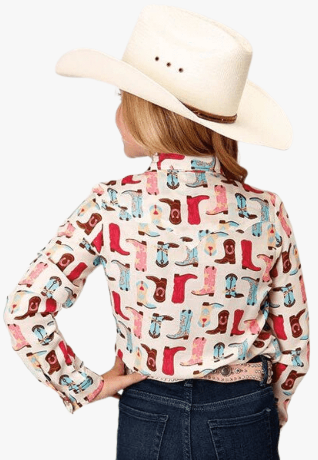 Roper CLOTHING-Girls Long Sleeve Shirts Roper Girls Five Star Collection Long Sleeve Shirt
