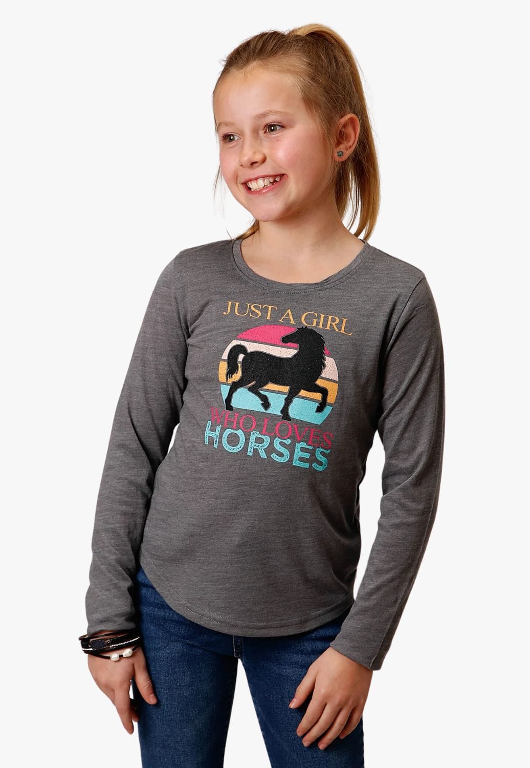 Roper CLOTHING-Girls Long Sleeve Shirts Roper Girls Five Star Collection Long Sleeve Shirt