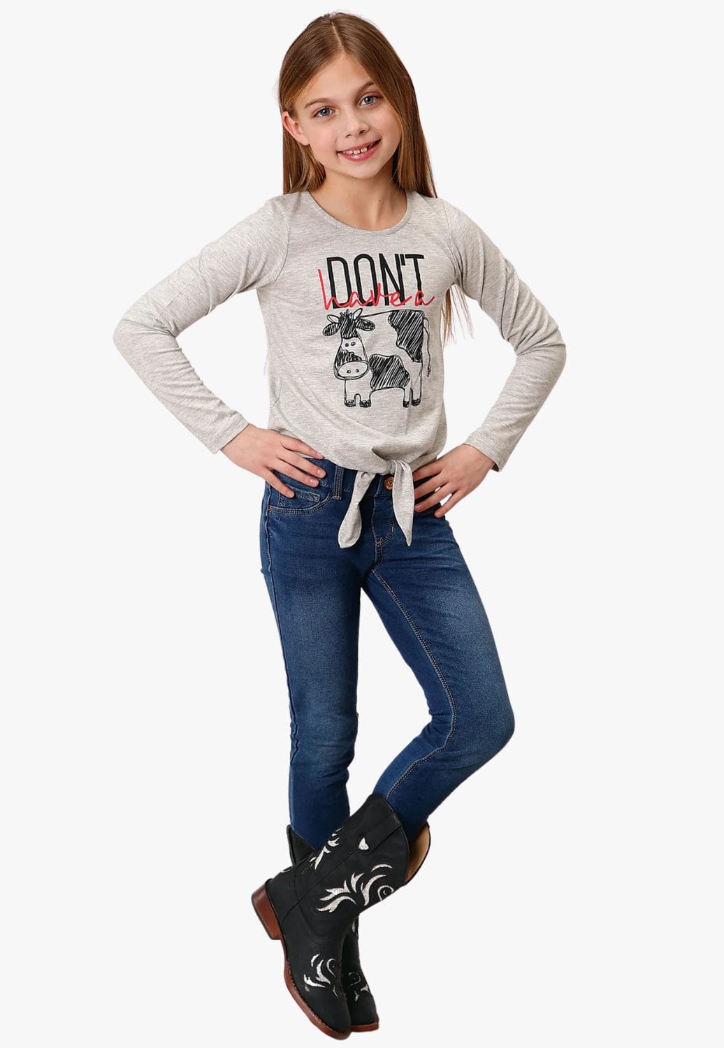 Roper CLOTHING-Girls T-Shirts Roper Girls Five Star Collection Long Sleeve T-Shirt
