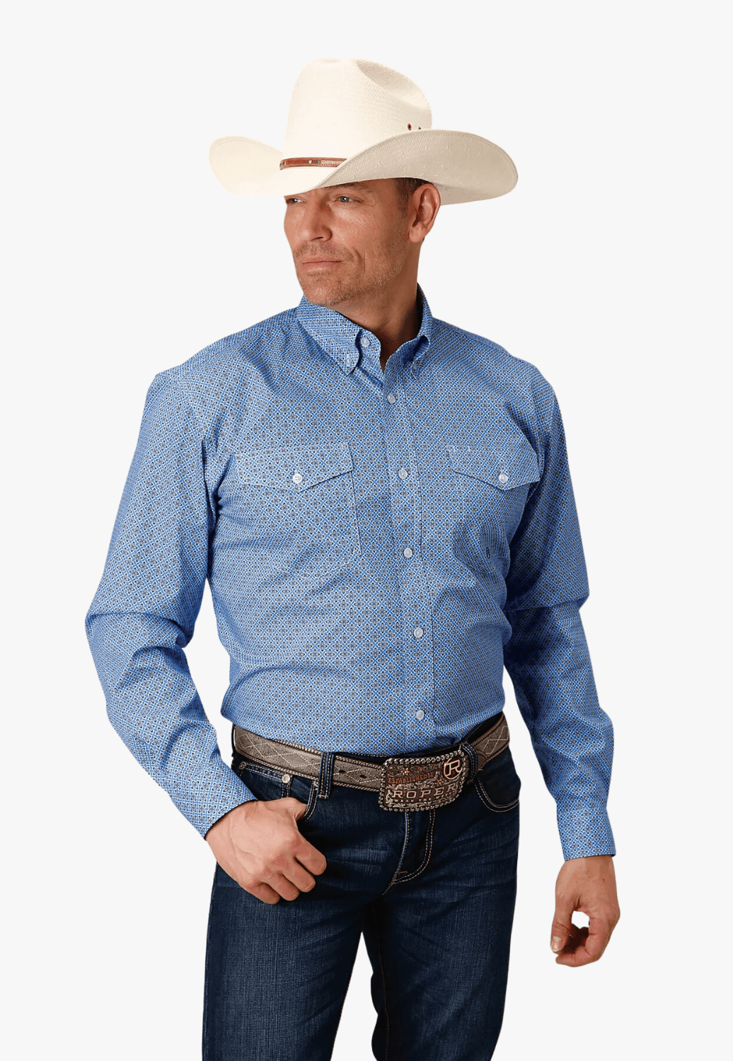 Roper CLOTHING-Mens Long Sleeve Shirts Roper Mens Amarillo Collection Long Sleeve Shirt