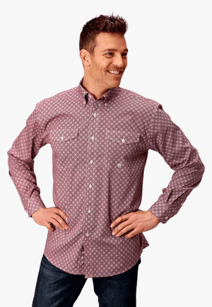 Roper CLOTHING-Mens Long Sleeve Shirts Roper Mens Amarillo Collection Long Sleeve Shirt