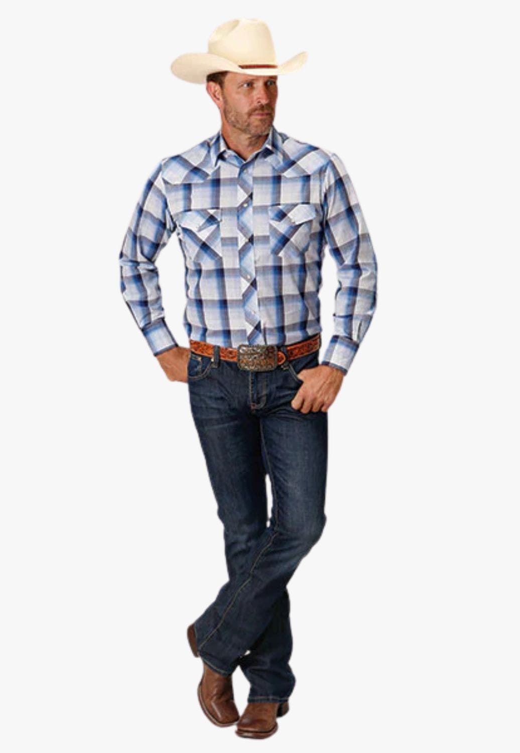 Roper CLOTHING-Mens Long Sleeve Shirts Roper Mens Karman Classic Collection Long Sleeve Shirt