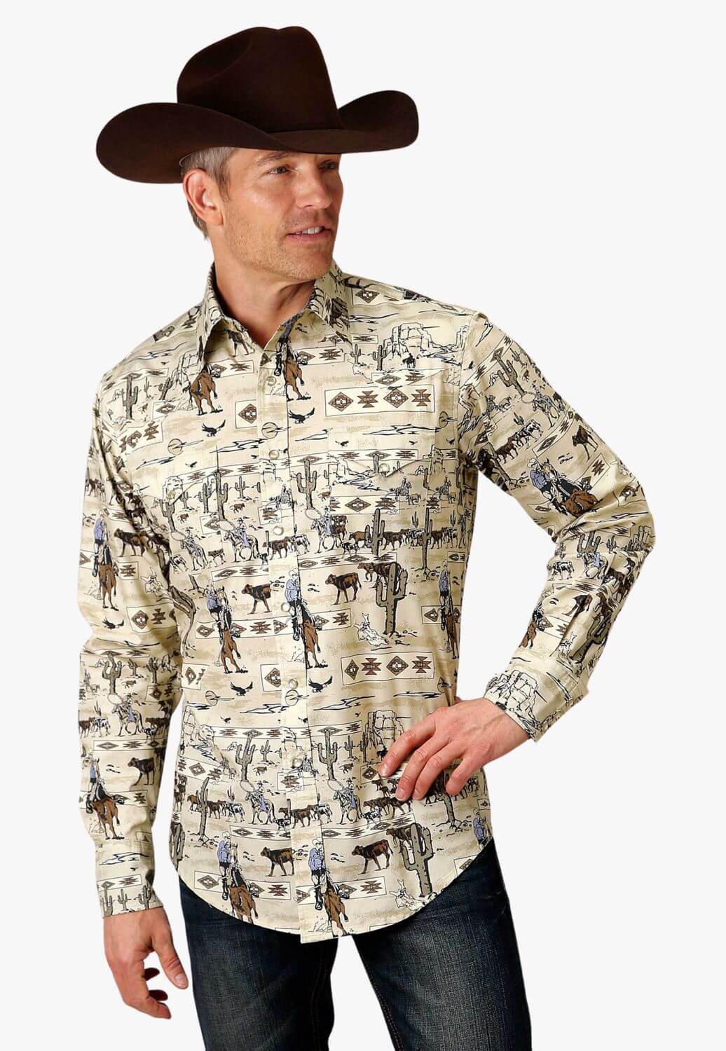 Roper CLOTHING-Mens Long Sleeve Shirts Roper Mens Vintage Collection Long Sleeve Shirt