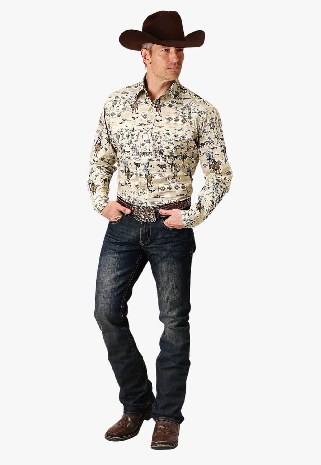 Roper CLOTHING-Mens Long Sleeve Shirts Roper Mens Vintage Collection Long Sleeve Shirt