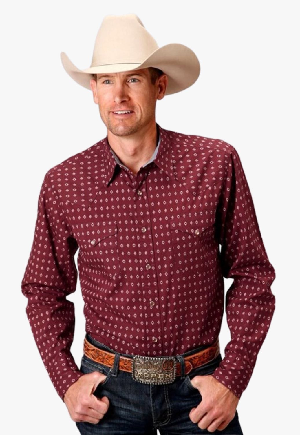 Roper CLOTHING-Mens Long Sleeve Shirts Roper Mens West Made Collection Long Sleeve Shirt