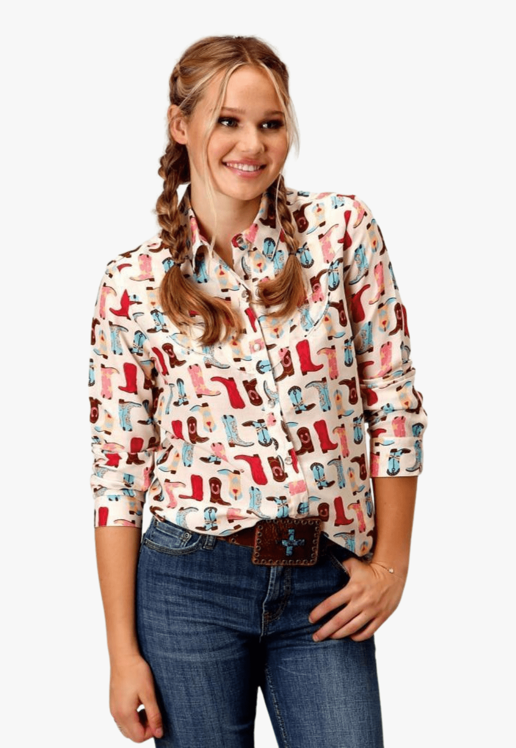 Roper CLOTHING-Womens Long Sleeve Shirts Roper Womens Five Star Collection Long Sleeve Shirt