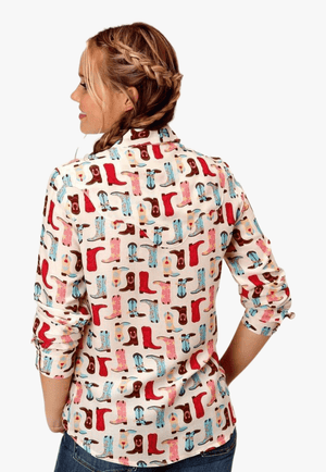 Roper CLOTHING-Womens Long Sleeve Shirts Roper Womens Five Star Collection Long Sleeve Shirt